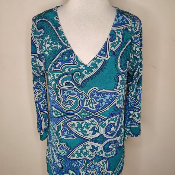 Chico's Travelers Top Floral Stretch Open Back - Picture 3 of 10